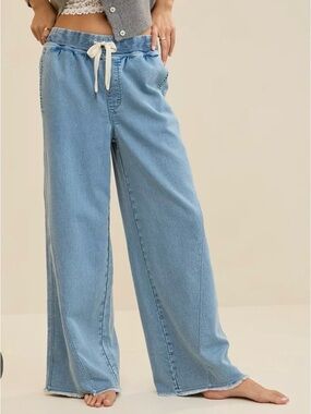 aerie Soft Landing Trouser Wide-Leg Drawstring Jeans